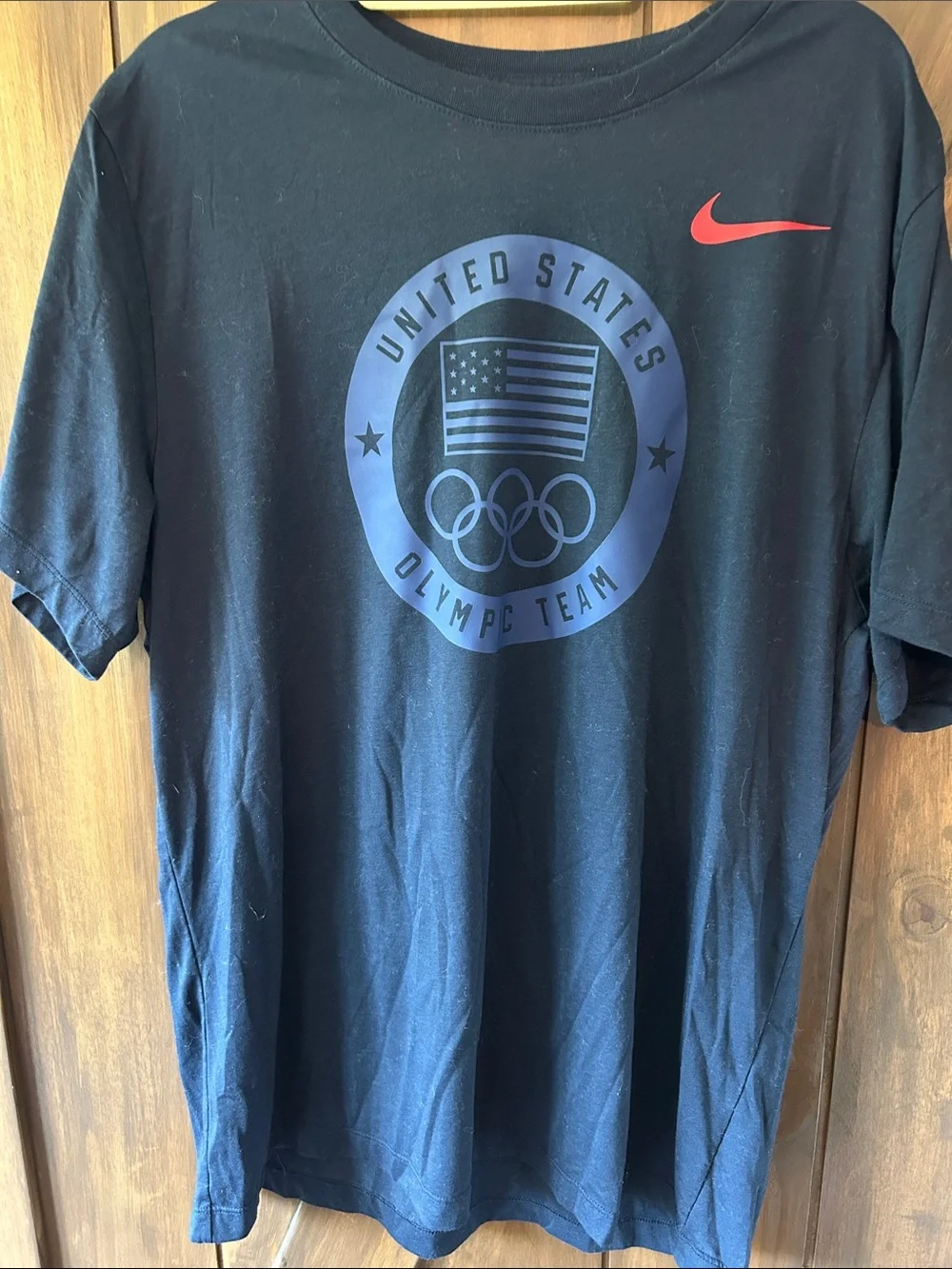 Nike Navy United States Olympic Team Graphic Tee with Red Swoosh